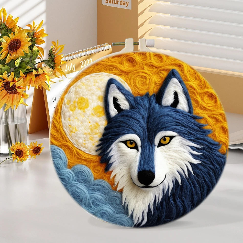 Kits de broderie de peinture en laine, motif d'animaux colorés