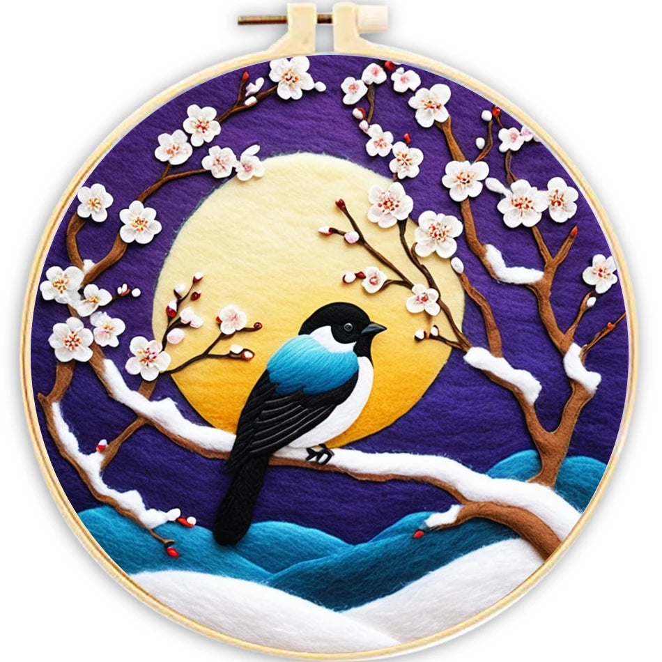Kits de Peinture en laine feutrée pour débutants, oiseau et arbre, ensemble de démarrage