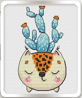 Ensembles de broderie point de croix comptés Pots de fleurs animaux 14CT 18CT toile vierge