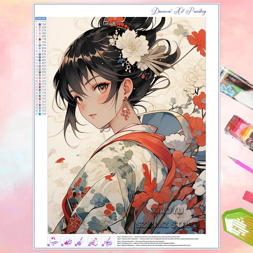 Peintures à diamants fleur de cerisier Fuji Japon