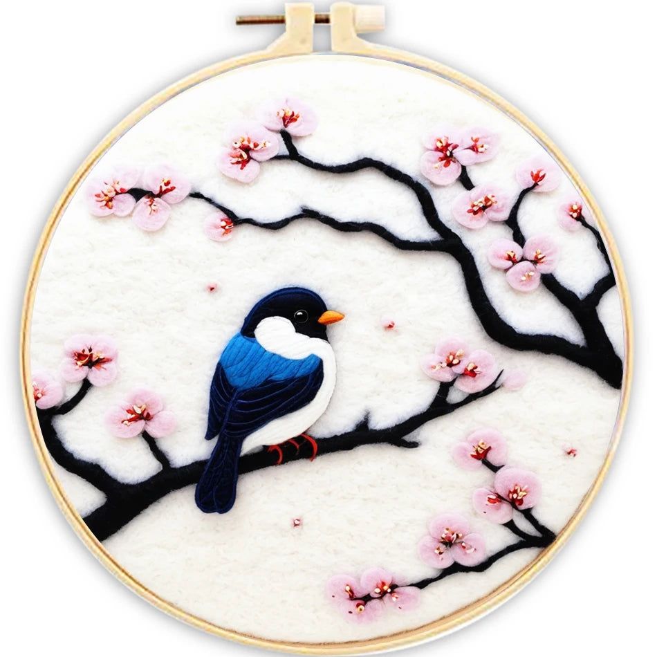 Kits de Peinture en laine feutrée pour débutants, oiseau et arbre, ensemble de démarrage