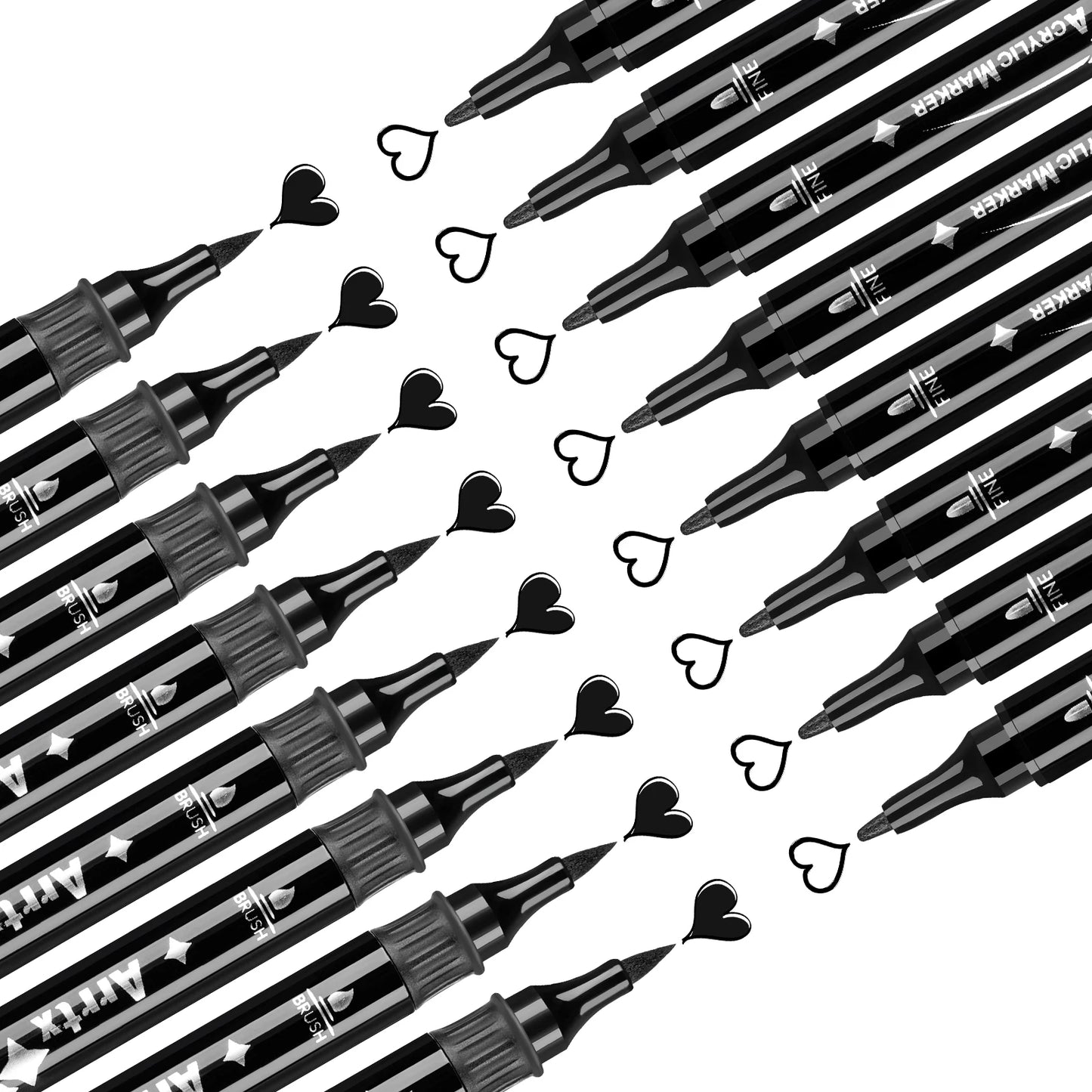 Paquet de 8 feutres de peinture acrylique noire
