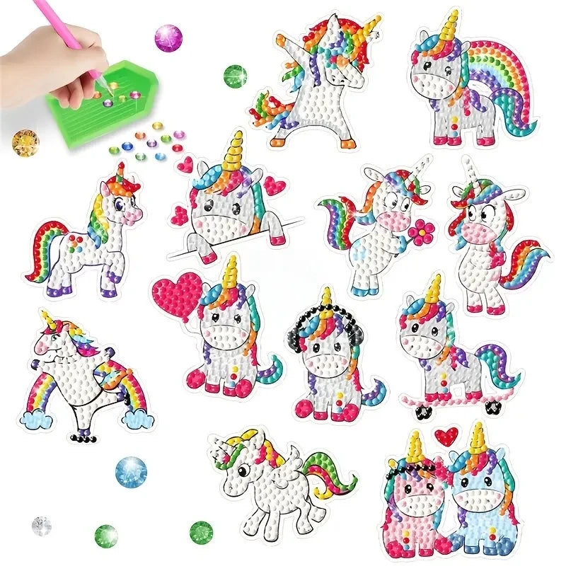 Peintures à diamants pour enfant Autocollants Licorne 6-12 ans