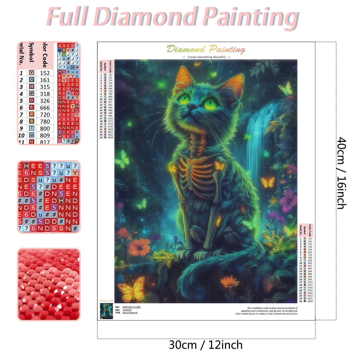 Bricolage 5D peinture à diamants Chat dans la forêt Halloween
