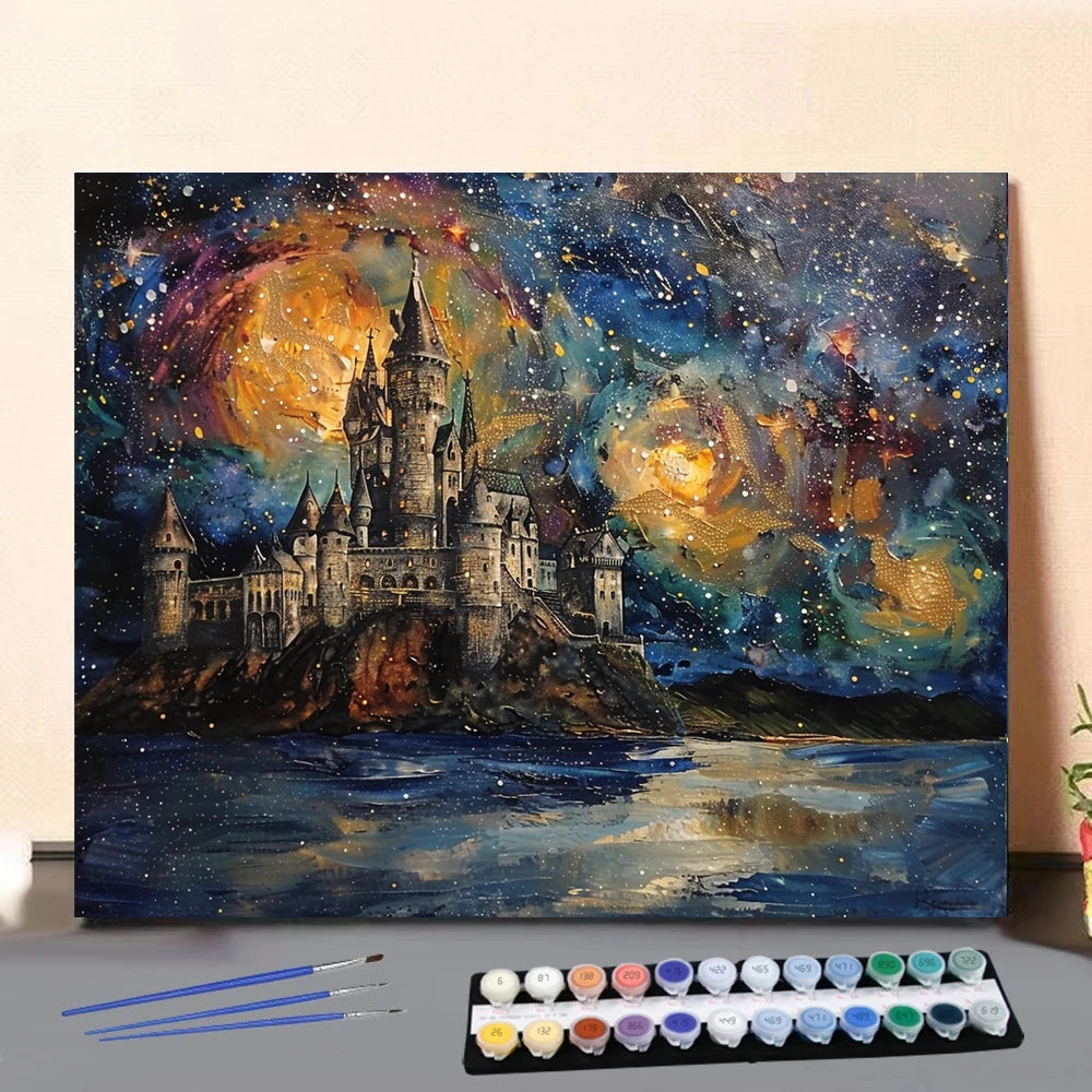 Paint by numbers castle under the stars