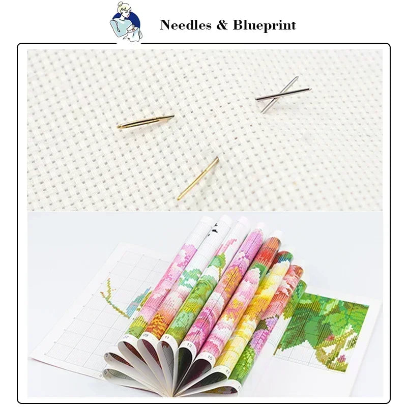 Kit de points de croix Joy Sunday, rues d'automne tissu compté imprimé ou vierge 16CT 14CT 11CT