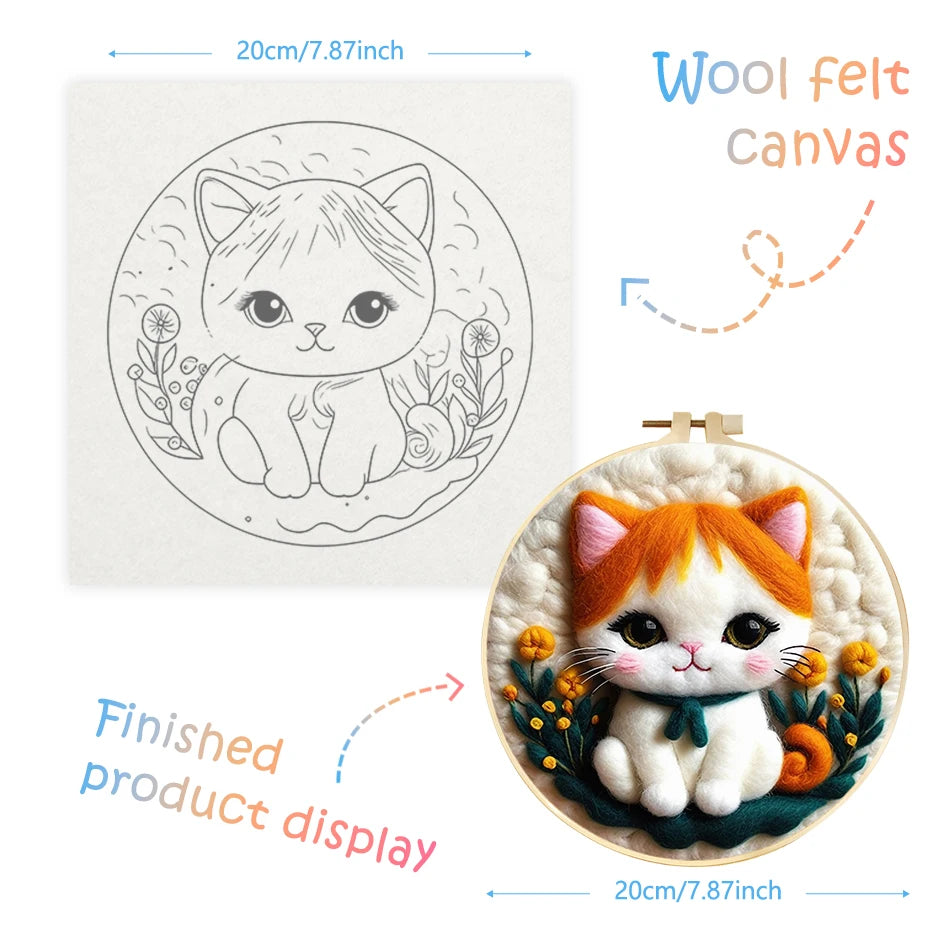 Kits de Peinture en laine feutrée pour débutants, oiseau et arbre, ensemble de démarrage
