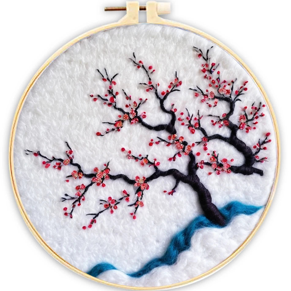 Kits de Peinture en laine feutrée pour débutants, oiseau et arbre, ensemble de démarrage