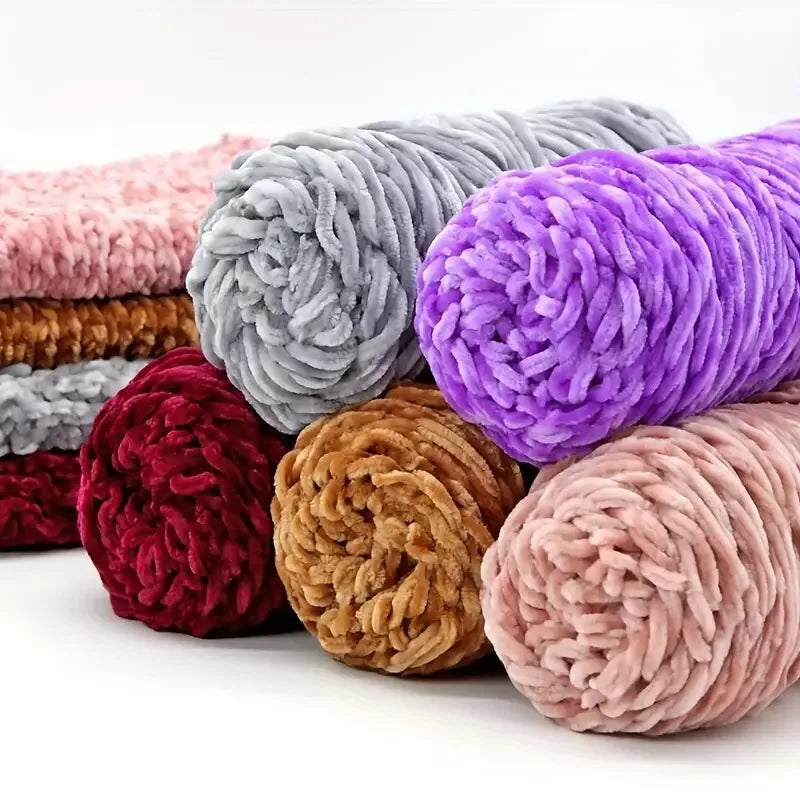 Lot de 6 pelotes en chenille gold velvet 100% Polyester 100gr x 6