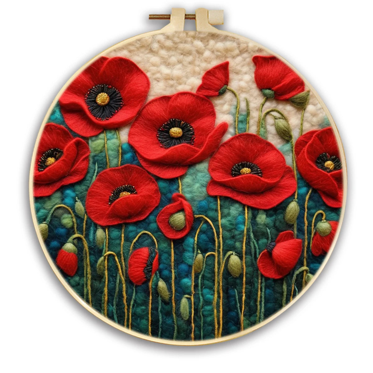 Kits de feutrage peinture avec cadre de broderie fleur paysage
