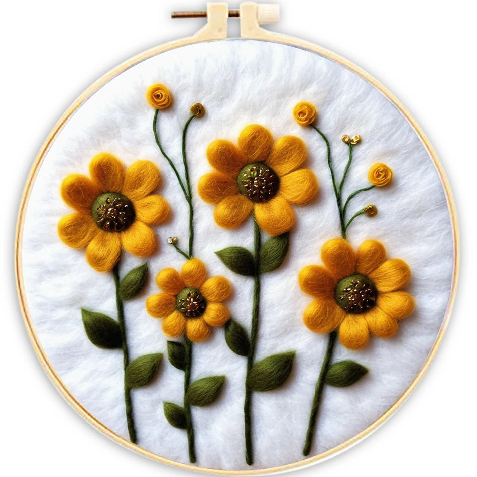 DIY kits de Peinture en feutre de laine fleurs colorées, peinture créative en feutre