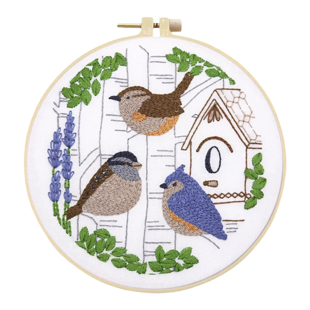 Kits de broderie pour débutants animaux renard girafe oiseau papillon