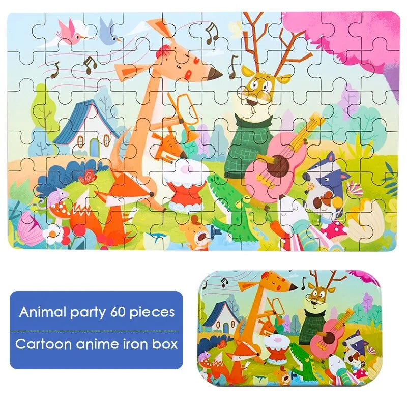 60PCS Wooden Puzzles for Kids