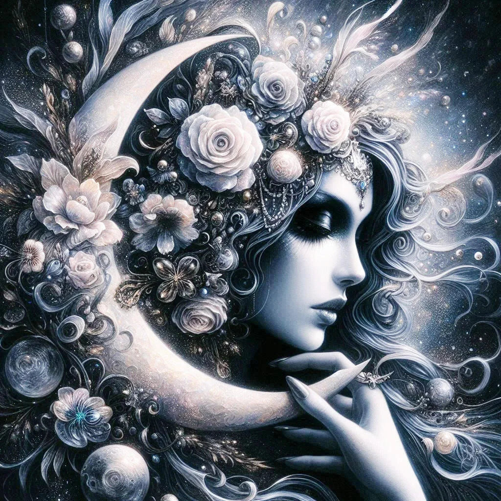 Peinture à diamant Femme à la lune