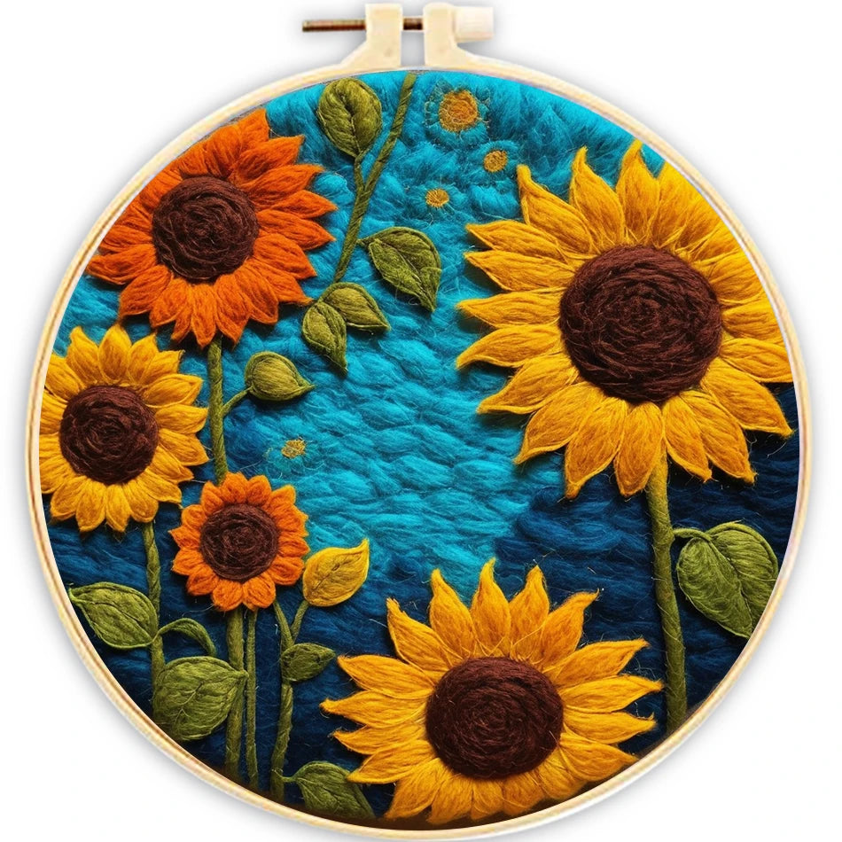 DIY kits de Peinture en feutre de laine fleurs colorées, peinture créative en feutre