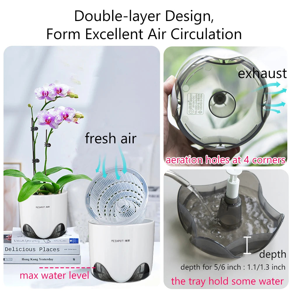 Macetas de plástico para orquídeas de 12 o 15 cm, jardinera de interior transparente de doble capa, contenedor para plantas