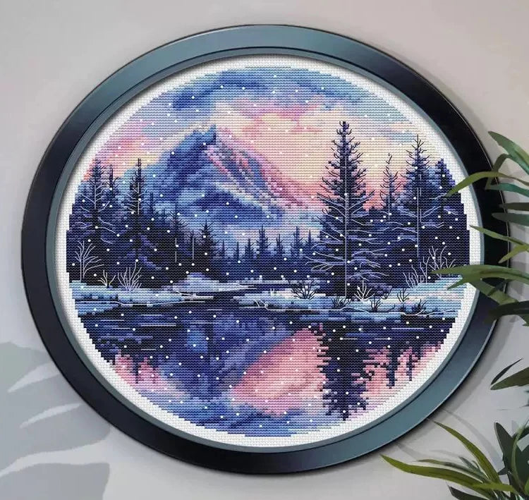 Ensemble points de croix comptés Montagne bleue 14 CT 16 CT 18 CT