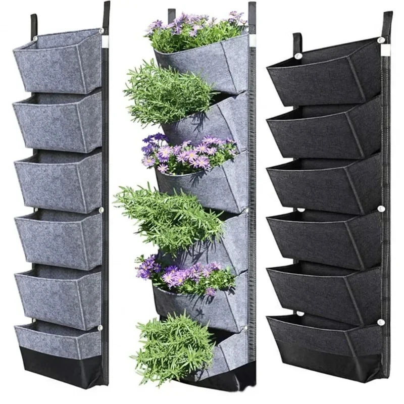 Sac de Plantation Vertical à Poches en Feutre Conteneur de Fleurs et Légumes