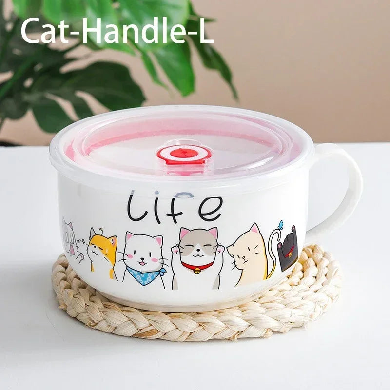 Tasse bol en céramique Chats 600-1100ml pour repas Boite à lunch