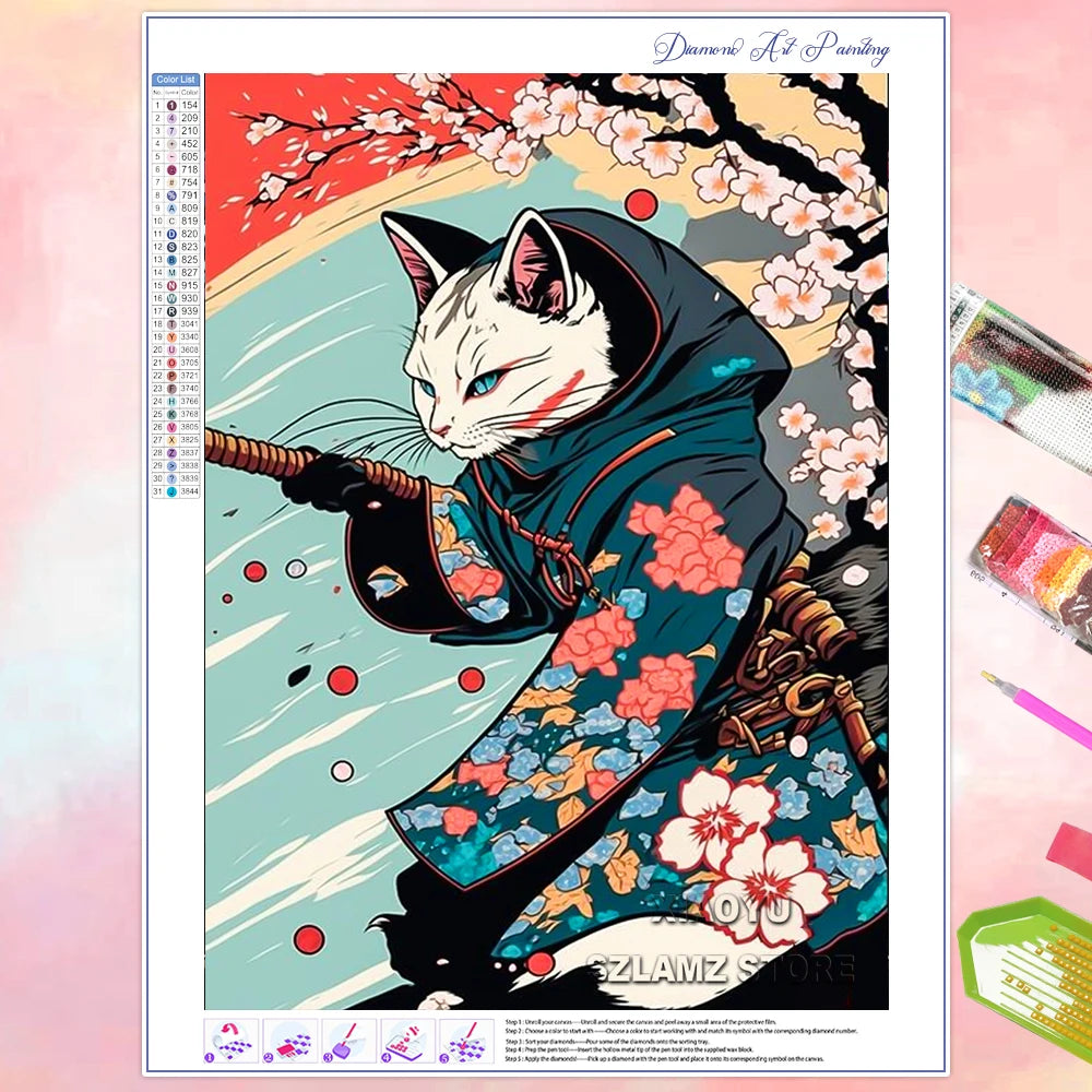 Peintures à diamants fleur de cerisier Fuji Japon