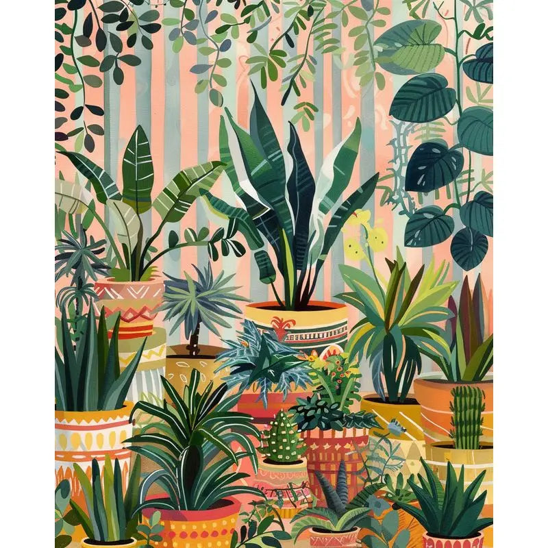 Painting by numbers green plants / Cactus DIY