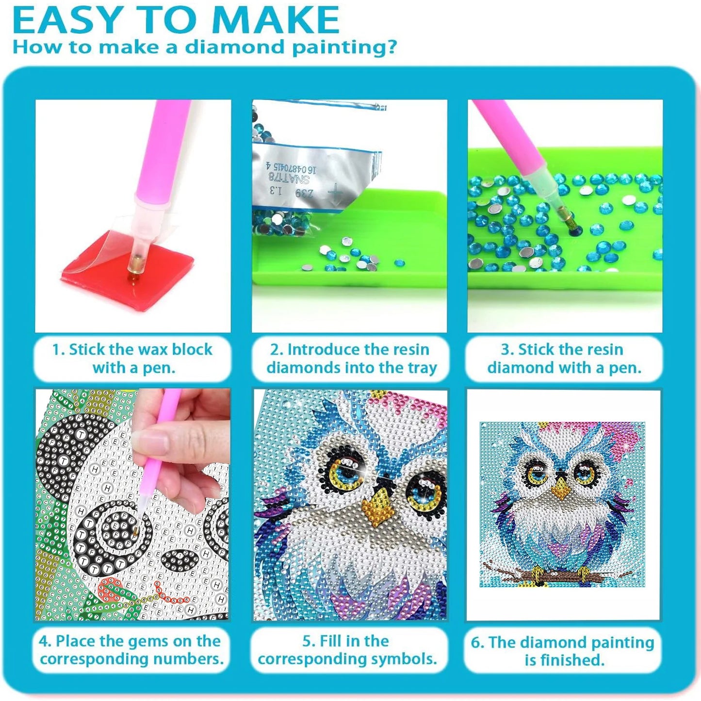 Kit de peinture à diamants animal mignon ensemble d'art pour enfant