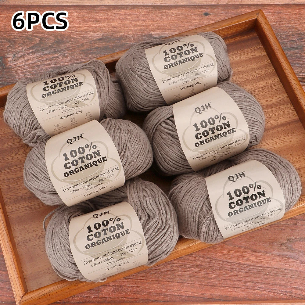 6 Pelotes de Laine en Coton doux 50gr x 6