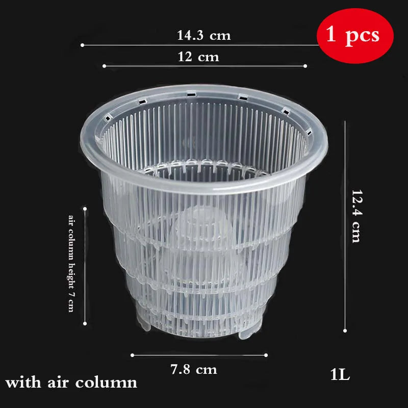 Macetas de plástico para orquídeas de 12 o 15 cm, jardinera de interior transparente de doble capa, contenedor para plantas