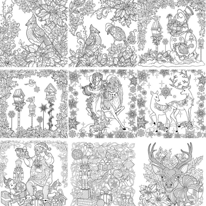 Magical winter coloring book, Christmas picture book, winter-themed coloring pages