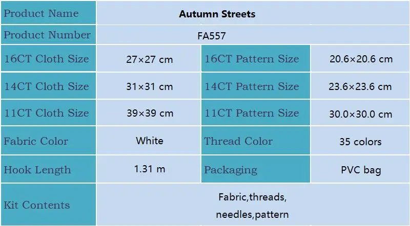 Kit de points de croix Joy Sunday, rues d'automne tissu compté imprimé ou vierge 16CT 14CT 11CT