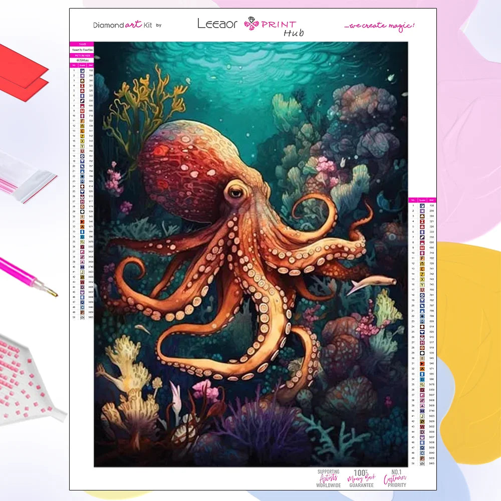 Diamond paintings underwater world, turtle, jellyfish, octopus, starfish