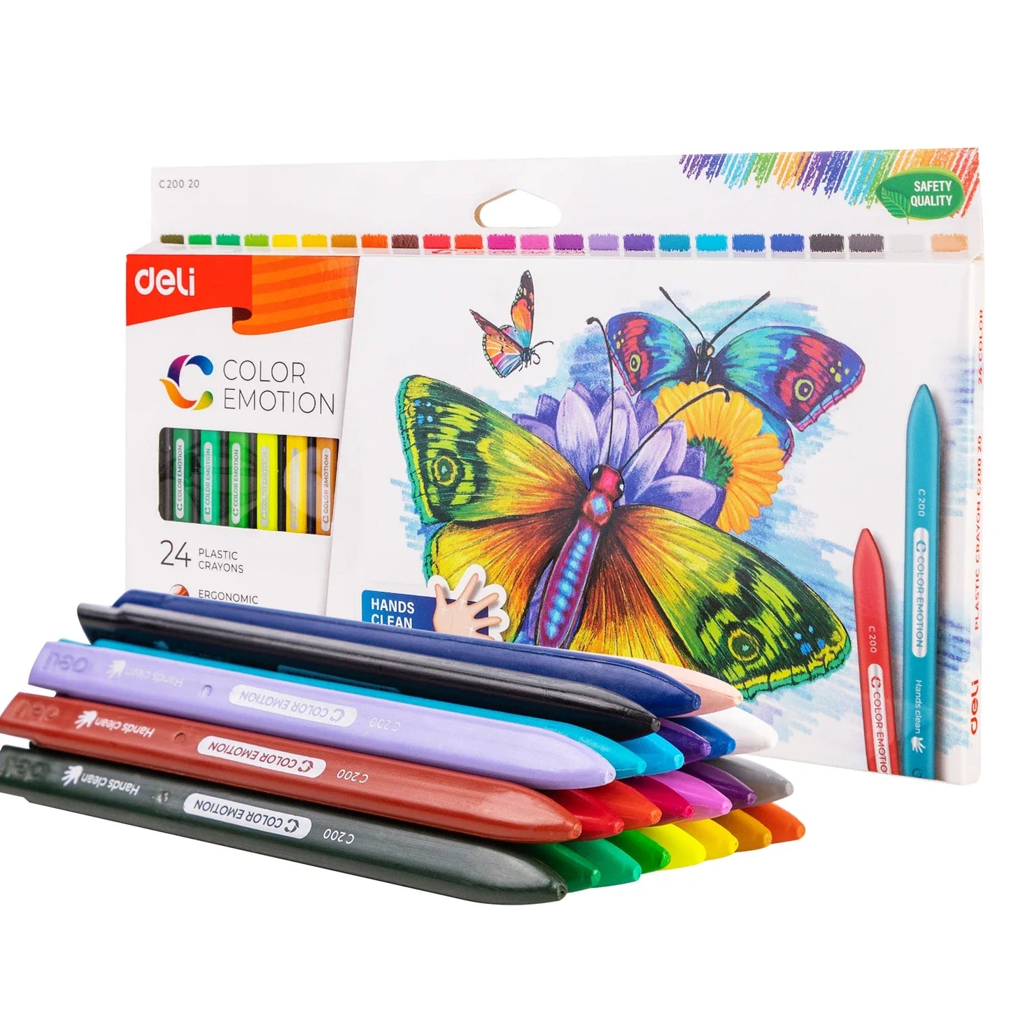 Crayon de cire Deli 12/24 Couleurs lavable Non toxique pour enfant