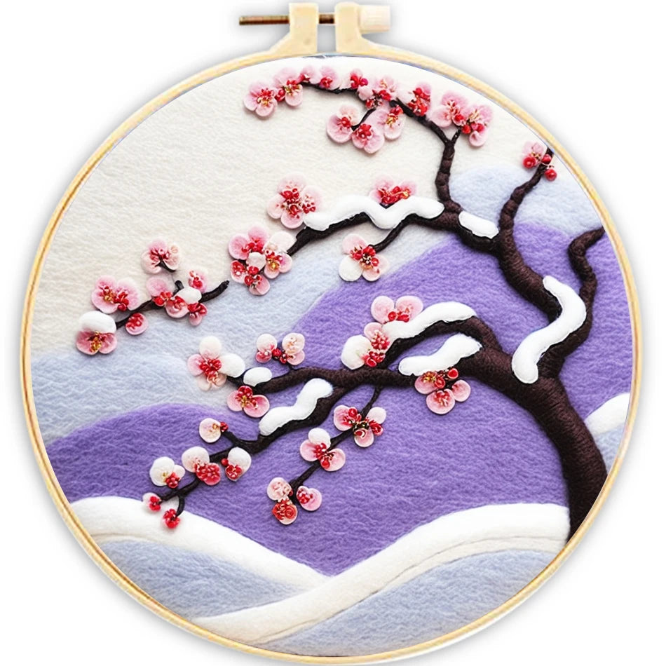 Kits de Peinture en laine feutrée pour débutants, oiseau et arbre, ensemble de démarrage