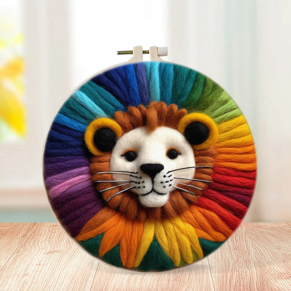 Kits de broderie de peinture en laine, motif d'animaux colorés