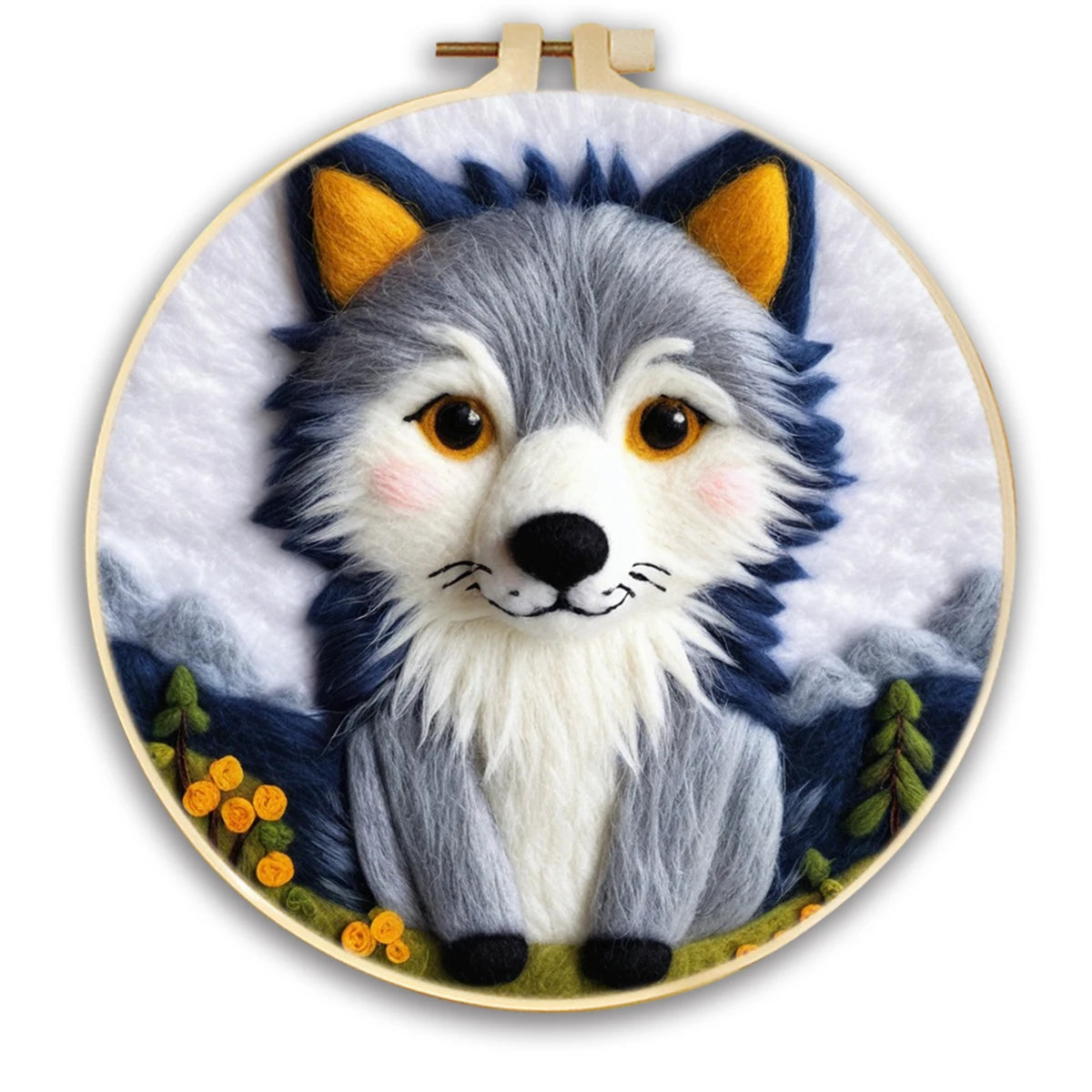 Kits de feutrage peinture avec cadre de broderie 20x20 cm animal