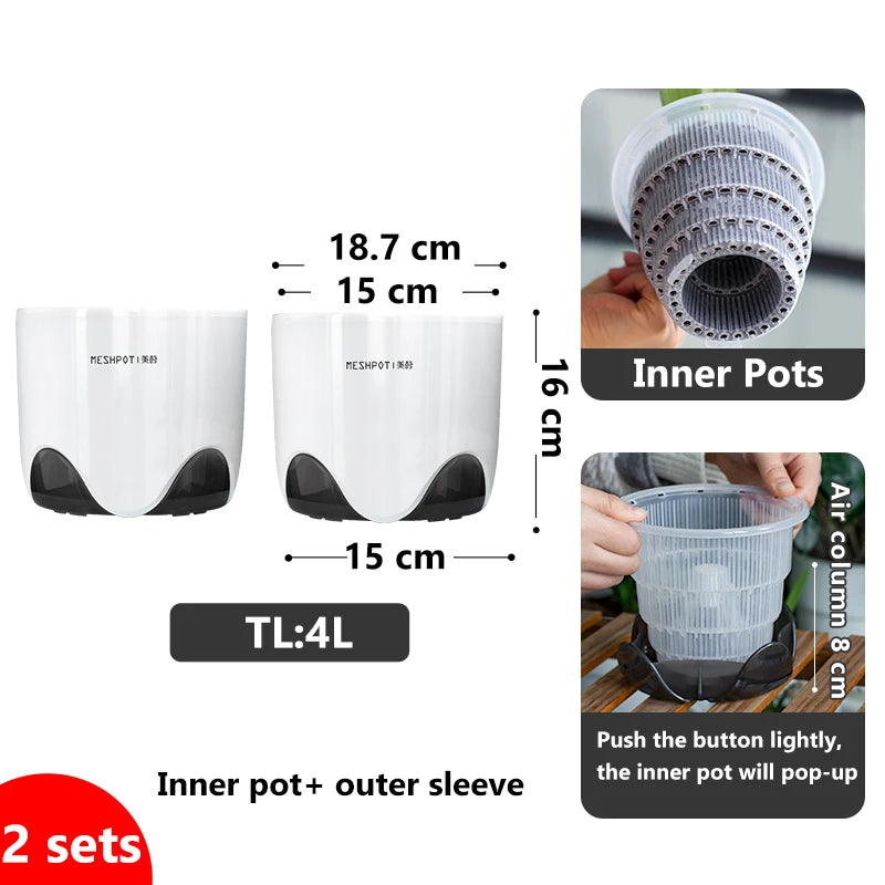 Macetas de plástico para orquídeas de 12 o 15 cm, jardinera de interior transparente de doble capa, contenedor para plantas