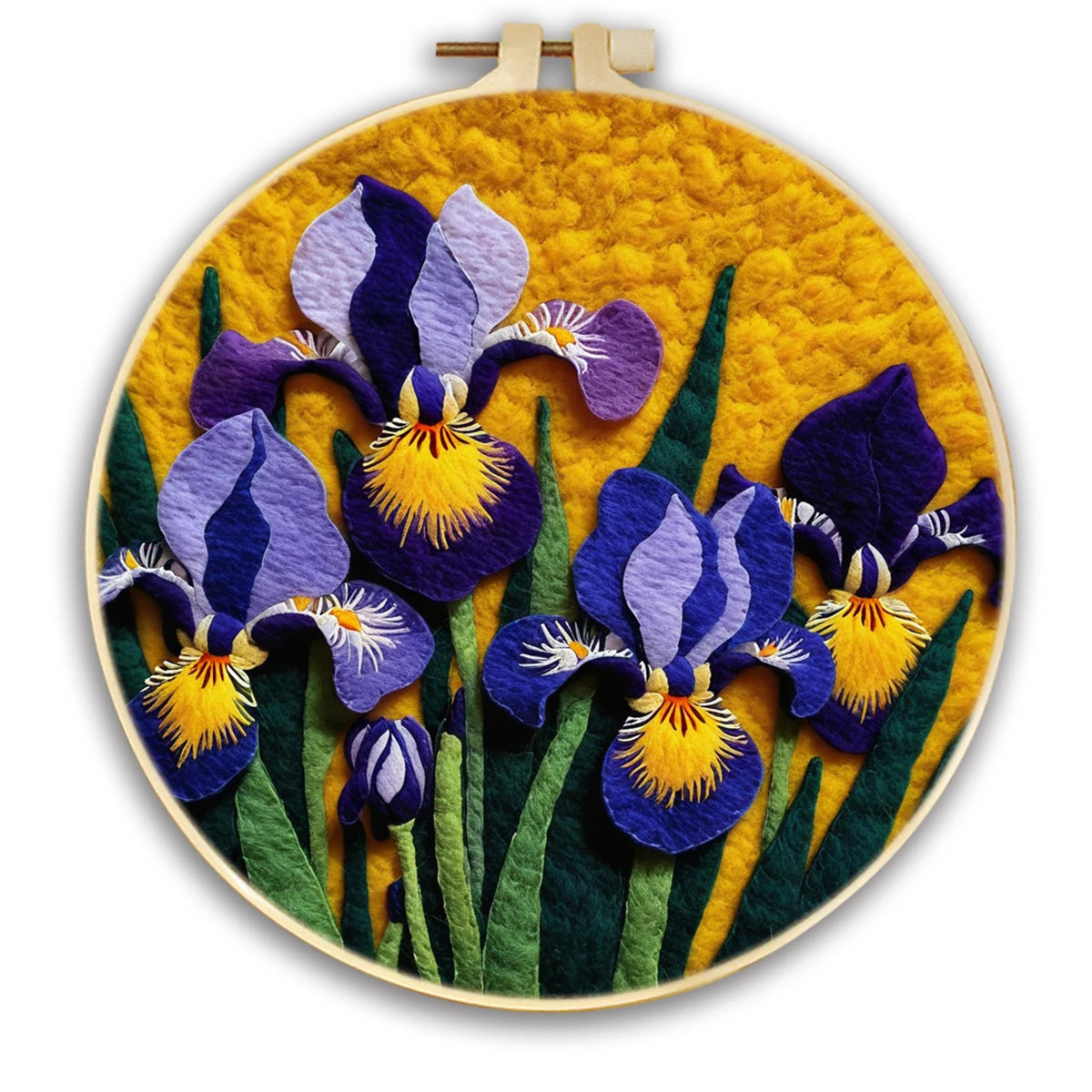 Kits de feutrage peinture avec cadre de broderie fleur paysage