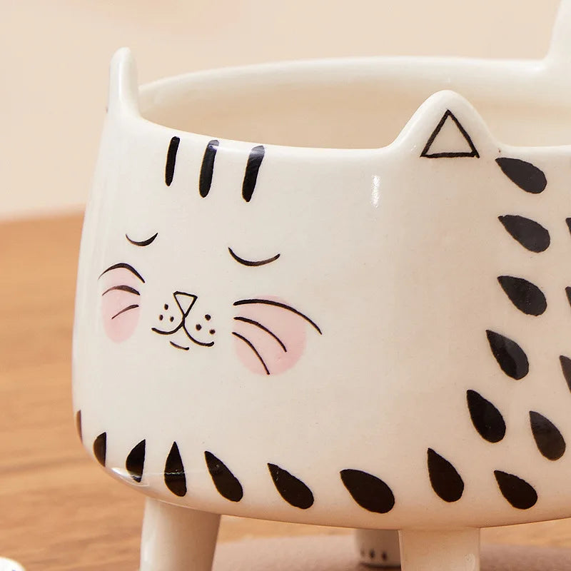 Taza de cerámica con forma de gato con cuatro patas 350ml