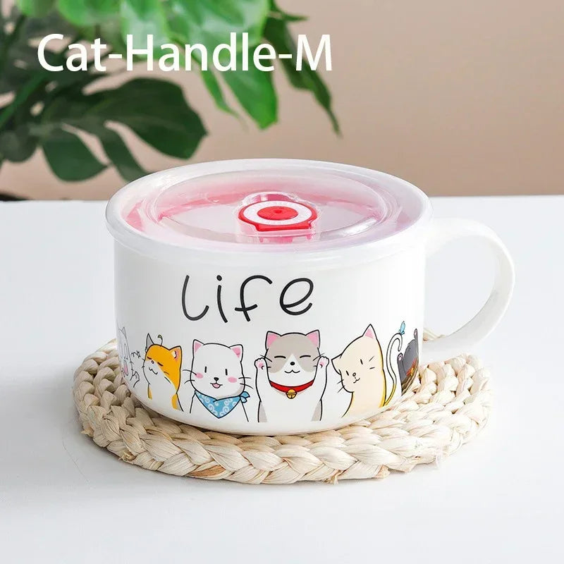 Tasse bol en céramique Chats 600-1100ml pour repas Boite à lunch
