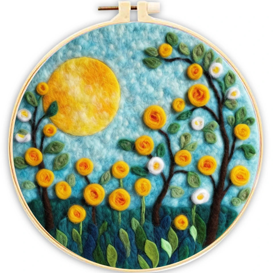 DIY kits de Peinture en feutre de laine fleurs colorées, peinture créative en feutre