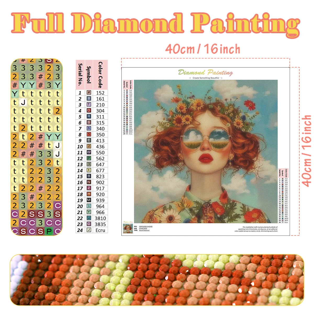 Pintura de diamante Niña de las flores