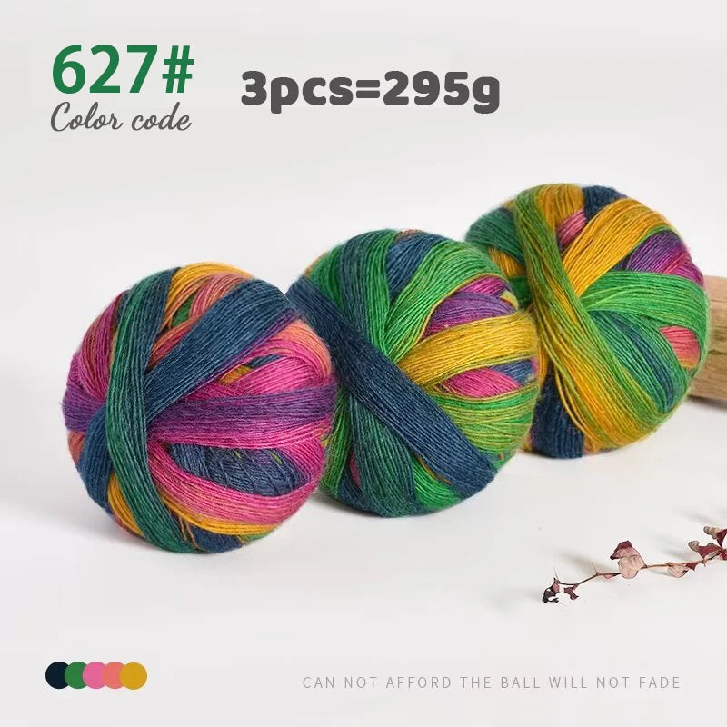 3 Pelotes de laine Rainbow 100gr x 3