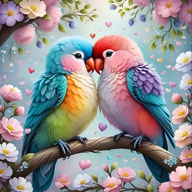 Kit de peinture à diamants oiseaux inséparables