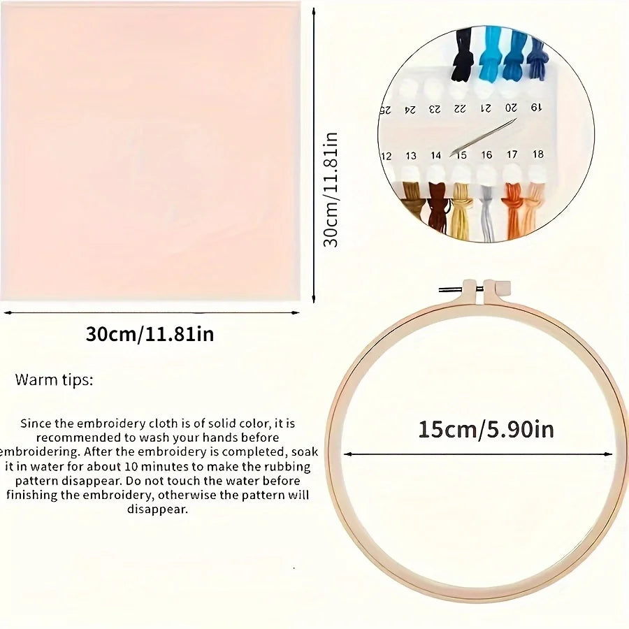 Hand Embroidery Kits for Beginners, Mountain and Moon Landscape