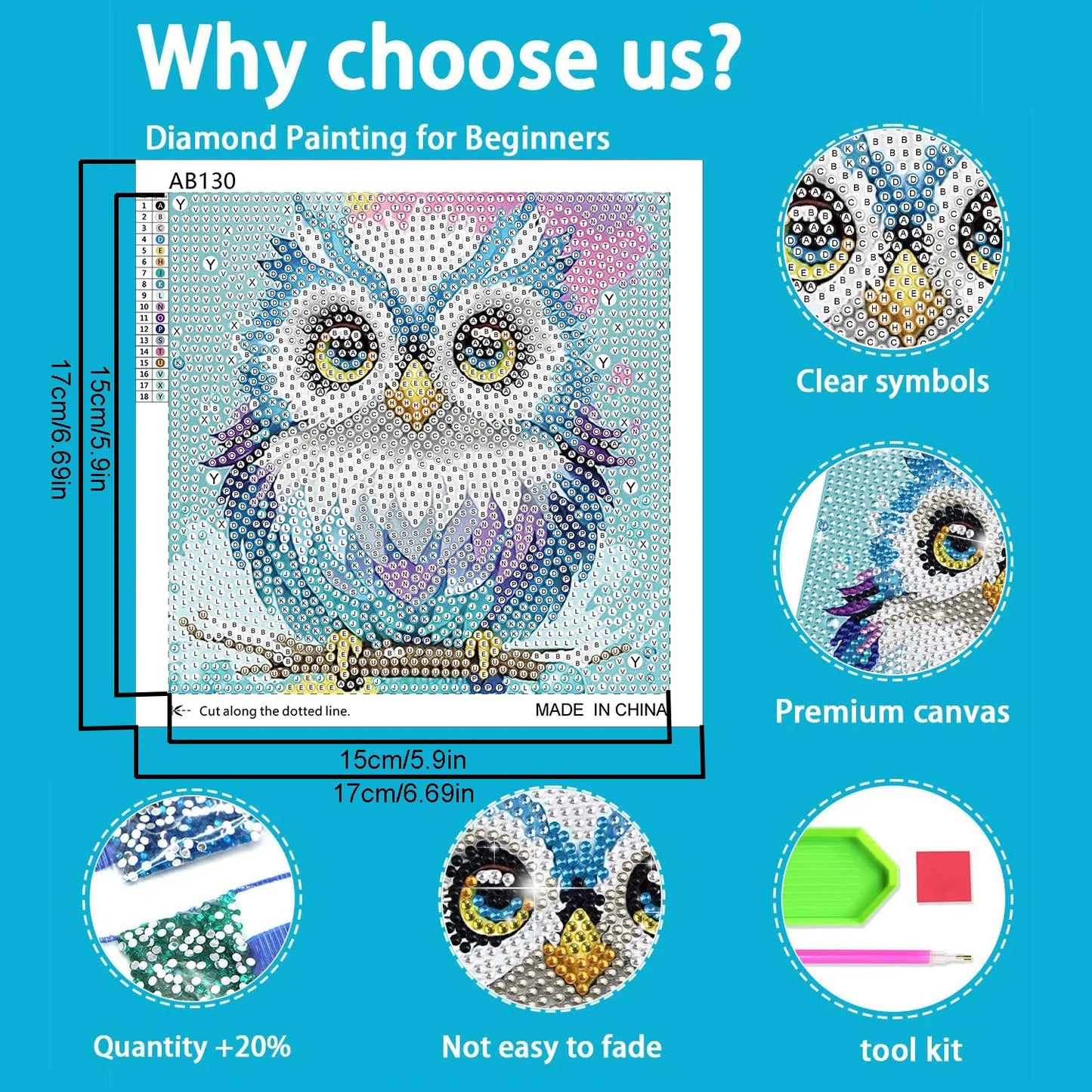 Kit de peinture à diamants animal mignon ensemble d'art pour enfant