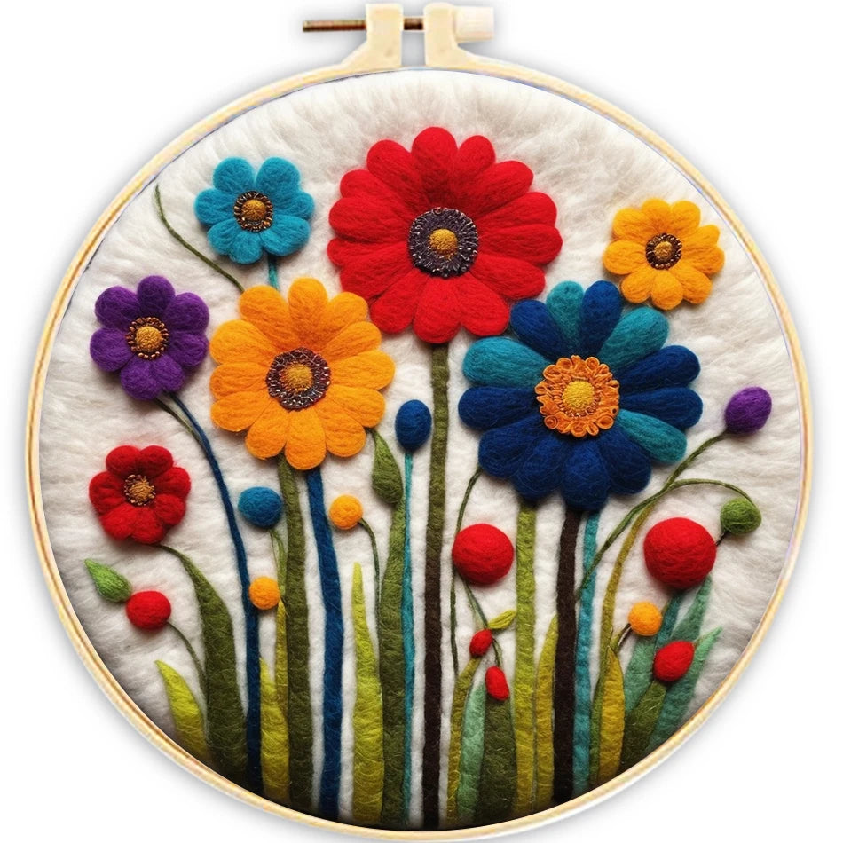 DIY kits de Peinture en feutre de laine fleurs colorées, peinture créative en feutre