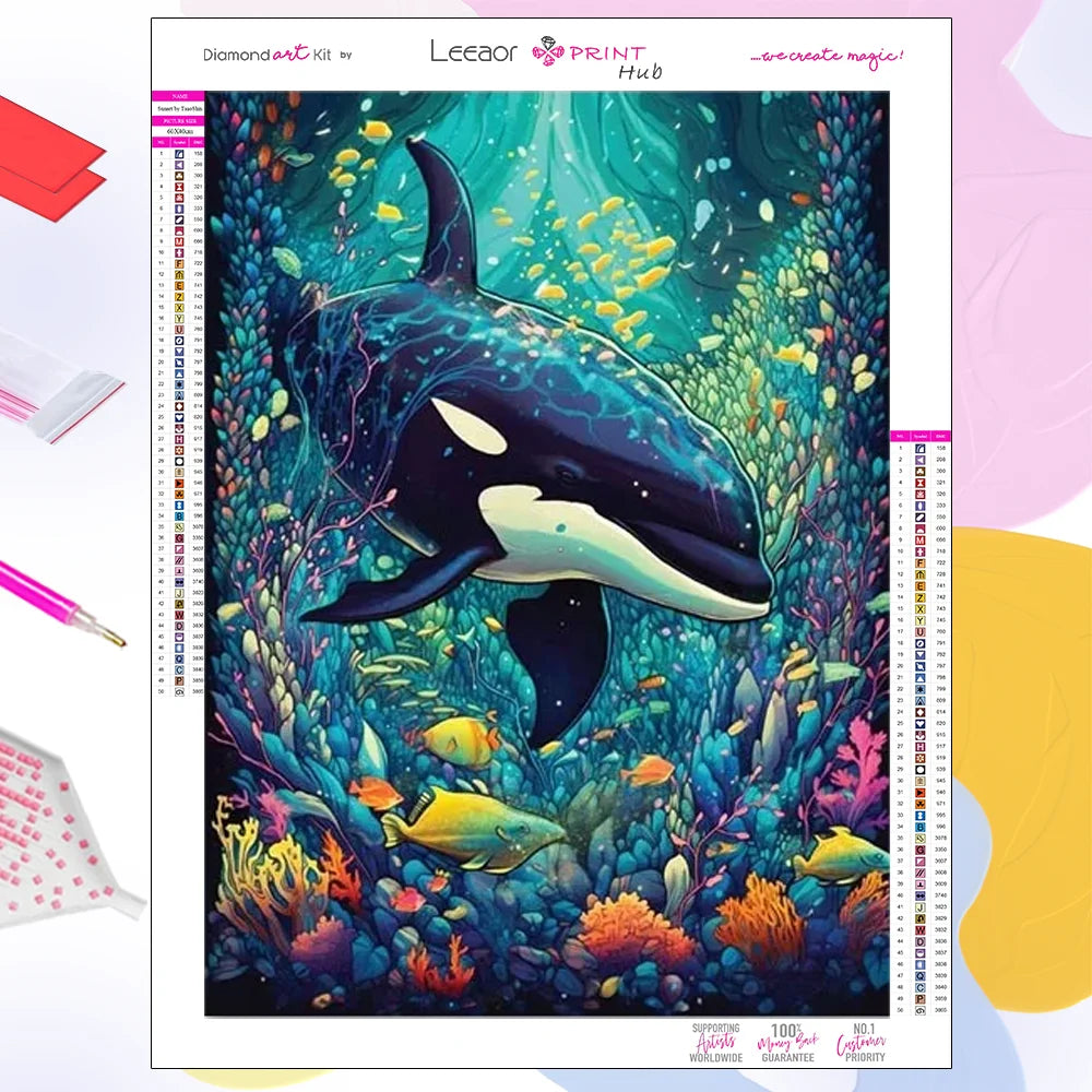 Diamond paintings underwater world, turtle, jellyfish, octopus, starfish