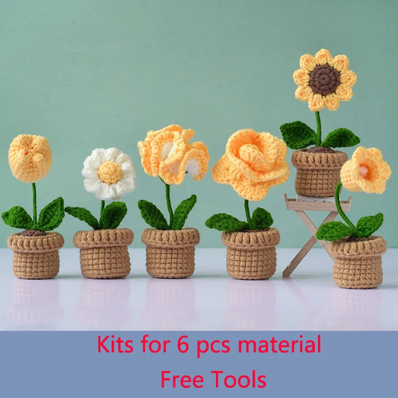 DIY Kit de Crochet pour débutant Fleurs : Tulipe Marguerite Tournesol Rose