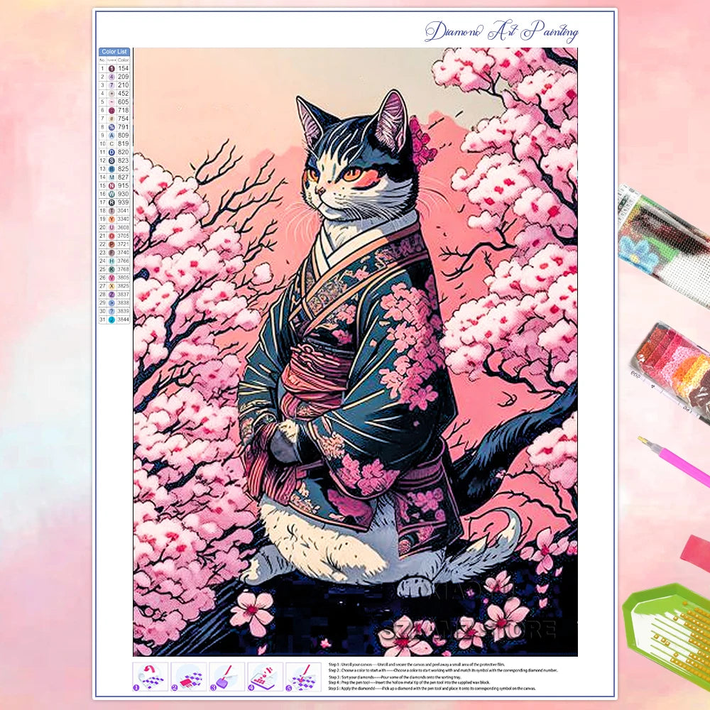 Peintures à diamants fleur de cerisier Fuji Japon