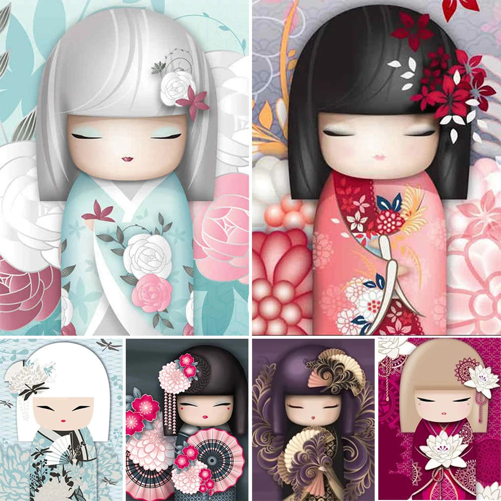 Kits de broderie point de croix Dessin japonais Geisha imprimé
